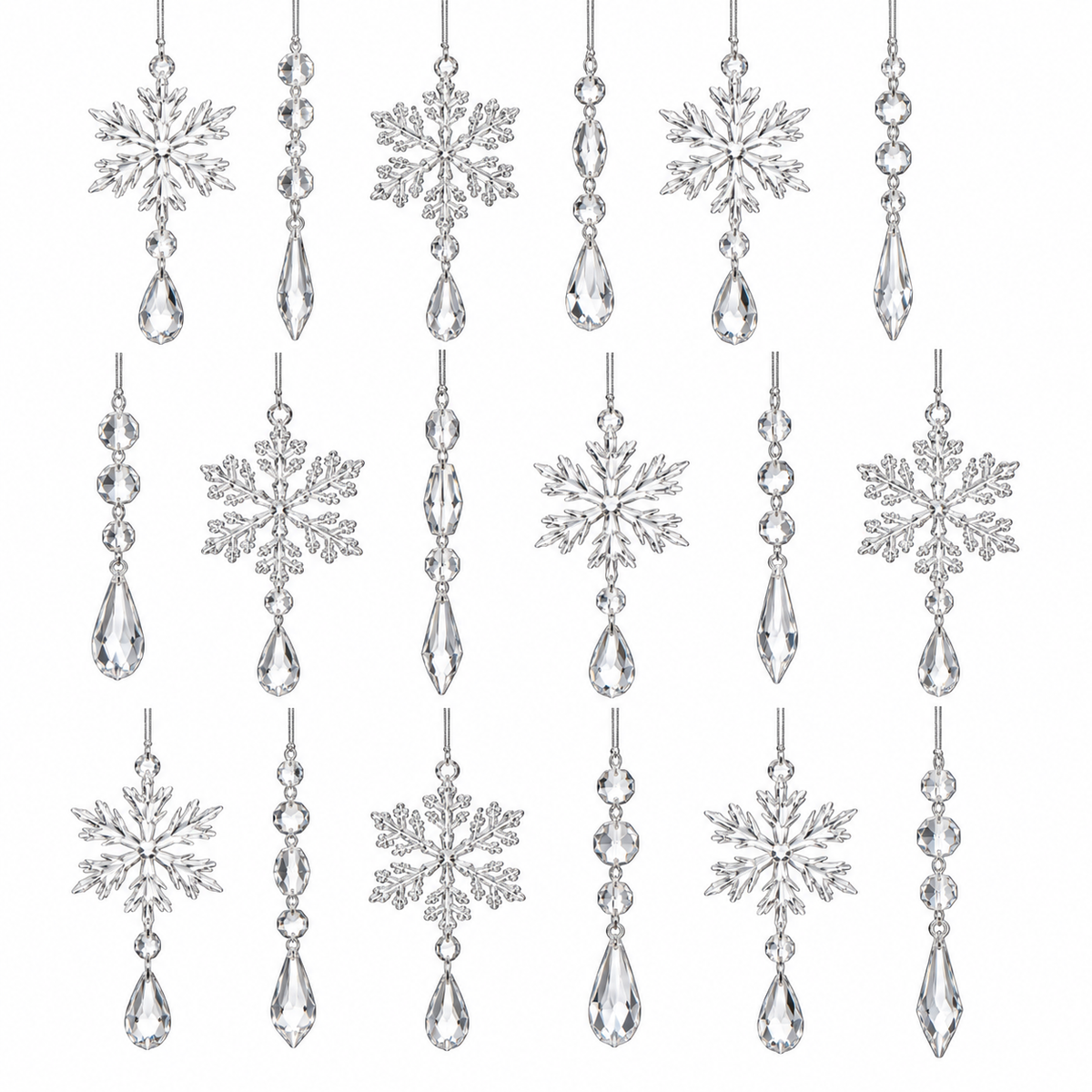 Pendivora White Glitter Snowflake Ornaments