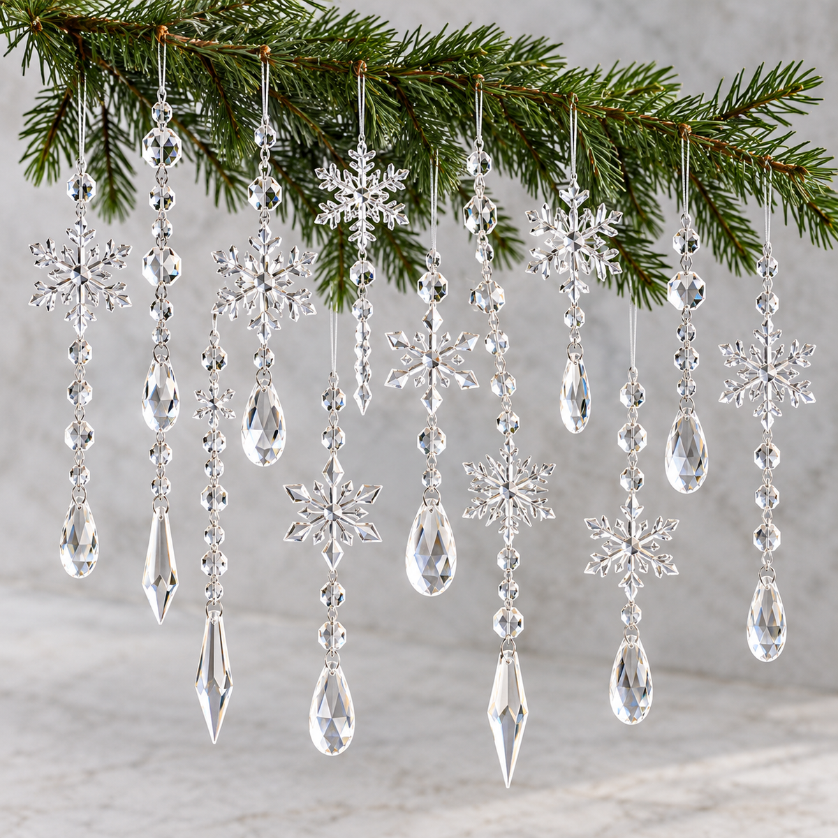 Pendivora White Glitter Snowflake Ornaments