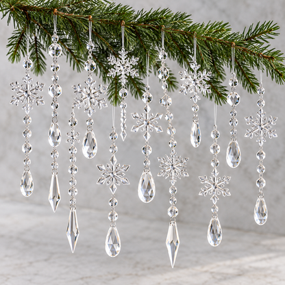 Pendivora White Glitter Snowflake Ornaments