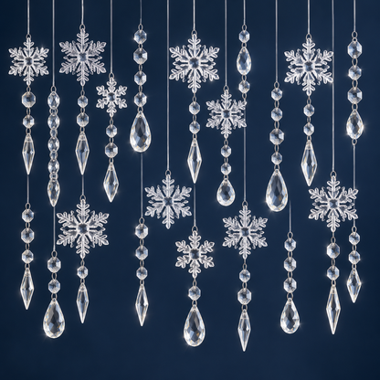Pendivora White Glitter Snowflake Ornaments