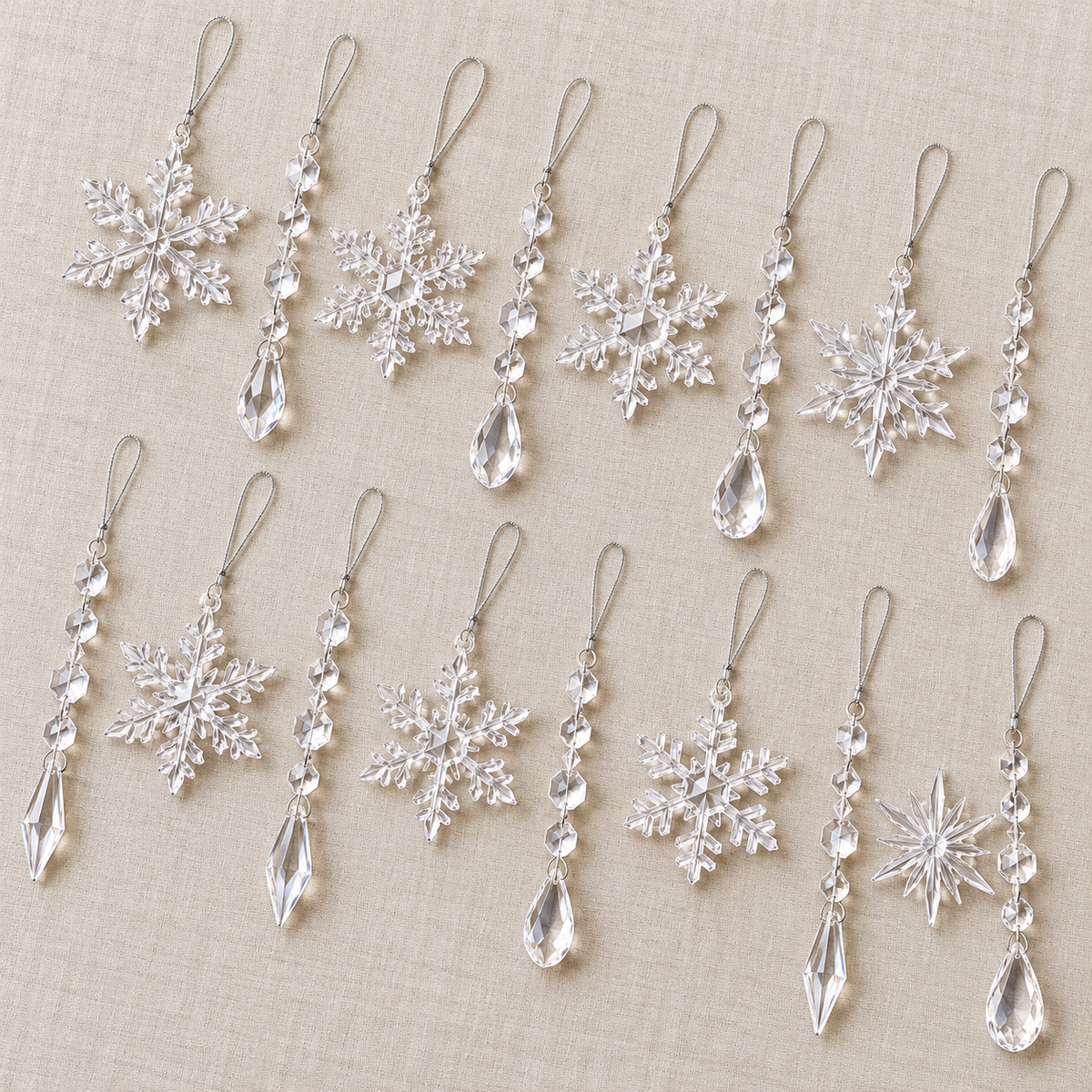 Pendivora White Glitter Snowflake Ornaments