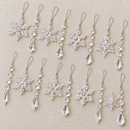 Pendivora White Glitter Snowflake Ornaments