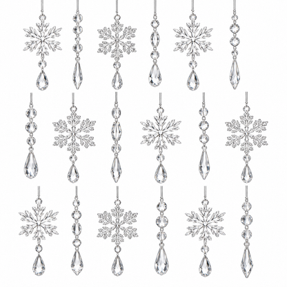 Pendivora White Glitter Snowflake Ornaments